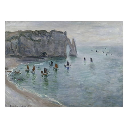 - Etretat, la porte d'Aval : bateau de pêche sortant du port Print Wall Art By Claude Monet
