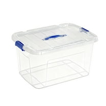 Clear Storage Box with Lid 2 Pack for Clothes, Cosmetics, Jewelry Organization, Plastic Stackable Container for Pantry, Closet, Bathroom Or Office Use, 2 Medium , 2 Medium Transparent Storage Boxes