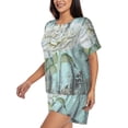 thumbnail image 2 of "Wukai Vintage Rose1 Women's Pajama Set - Short-Sleeve Top and Shorts with Elastic Waistband and Pockets for Loungewear, Yoga, and Casual Wear-XX-Large, 2 of 8