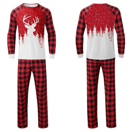 

Family Matching Outfits Men Dad Father Christmas Clothes Printed Long Sleeve Tops Long Trousers Pants Matching Clothing Set