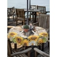 thumbnail image 2 of Outdoor Tablecloth with Umbrella Hole for Patio/Picnic/Party/Camping, Farmhouse Elephants Waterproof Table Cloth Round Cover Washable, Spring Summer Sunflowers Wood Grain (Dia 54"), 2 of 8