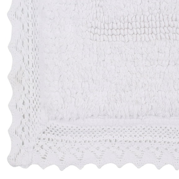 Home Weavers Inc Home Weavers Opulent Bathmat Absorbent Cotton Machine Washable, Reversible Bath Rug White 24"x40"