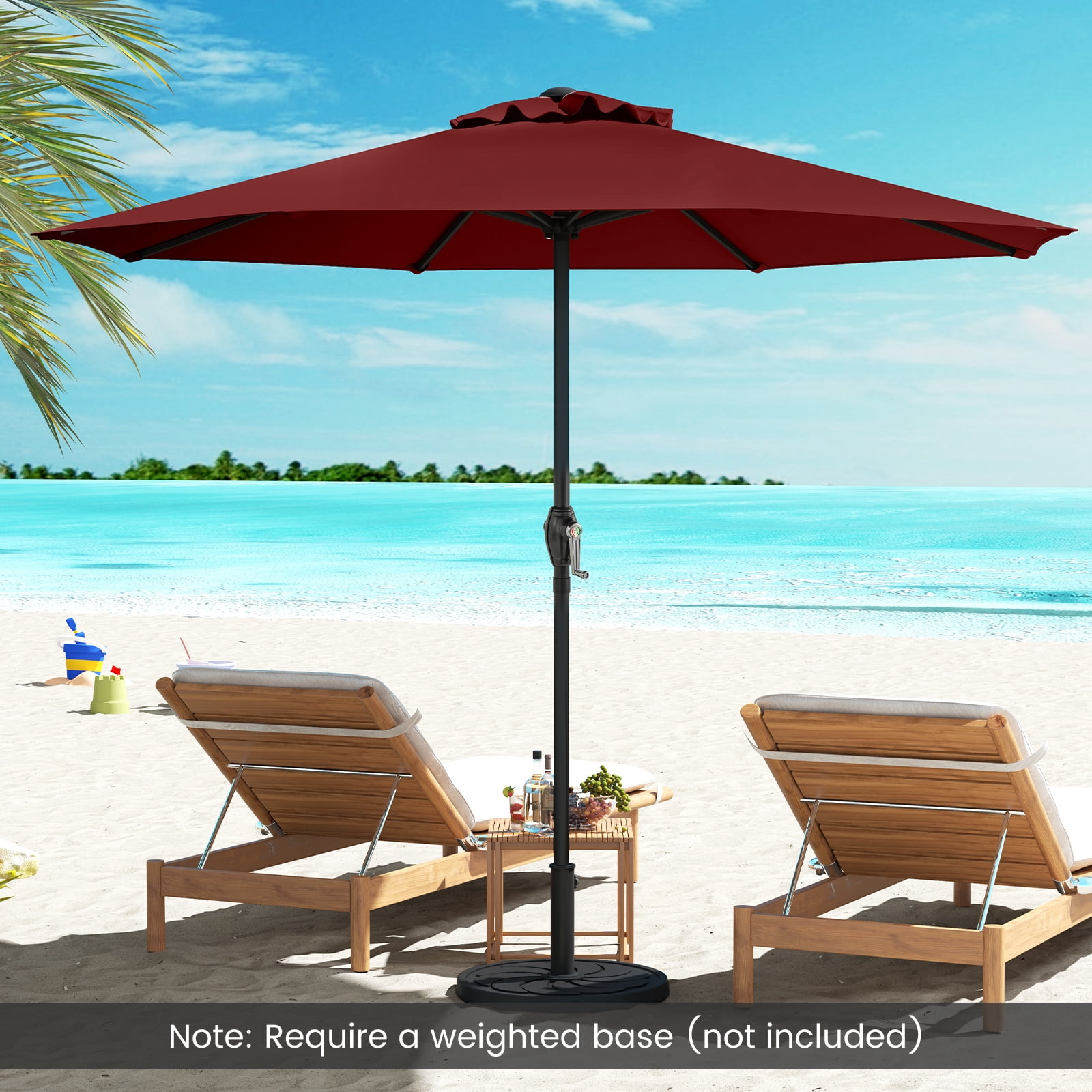Topbuy 8.5 FT Patio Umbrella Outdoor Table Umbrella w/ Crank Handle 8 Ribs Wine