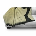 thumbnail image 3 of Autumn Soft Flannel Fleece Throw Blanket, Autumn Season Theme Silhouette of a Tree with Falling Leaves and Birds Pattern, Cozy Plush for Indoor and Outdoor Use, 60" x 80", Mustard Black, by Ambesonne, 3 of 6