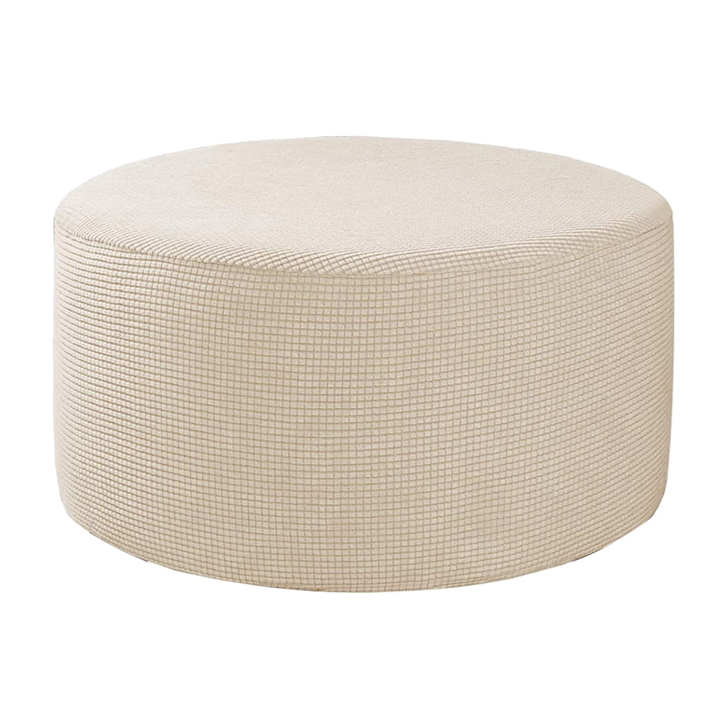 Round Ottoman Slipcover Footstool Footrest Cover Living Room Stool Beige Com Round Ottoman Slipcover Footstool, Round Ottoman Slipcover