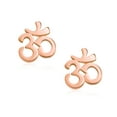 thumbnail image 2 of Bling Jewelry Womens Buddhist Zen Ohm Symbol Stud Earrings in Rose Gold Sterling Silver, 2 of 5