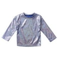 thumbnail image 3 of DPOIS Kids Girls Boys Long Sleeve Dance Tops Shiny Metallic Pullover T-Shirt, 3 of 5