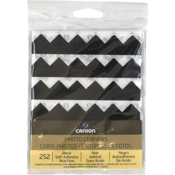Canson Self Adhesive Photo Corners, Peel-Off Archival Quality, Black, 252-Pack (100510395)