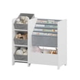 thumbnail image 2 of Noble House 4-Tier Kids Bookshelf and Toy Storage Organizer, Book Display with 3 Fabric Drawers for Nursery, White, 2 of 11
