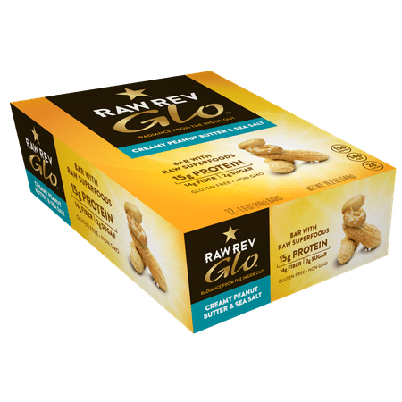 Raw Rev Glo Protein Bar Creamy Peanut Butter & Sea Salt, 12 (Best Raw Food Bars)