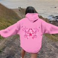 thumbnail image 5 of Hoodies for women Drawstring Long Sleeve Pink Ribbon Graphic Breast Cancer Awareness Hooded Sweatshirts with Pockets Casual Pullover Tops, 5 of 8