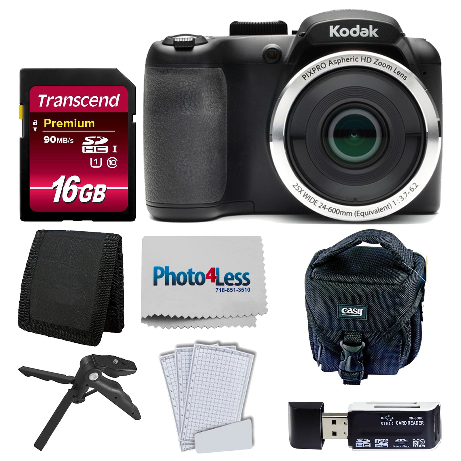 Kodak PIXPRO AZ252 Digital Camera (Black) + 16GB Memory Card