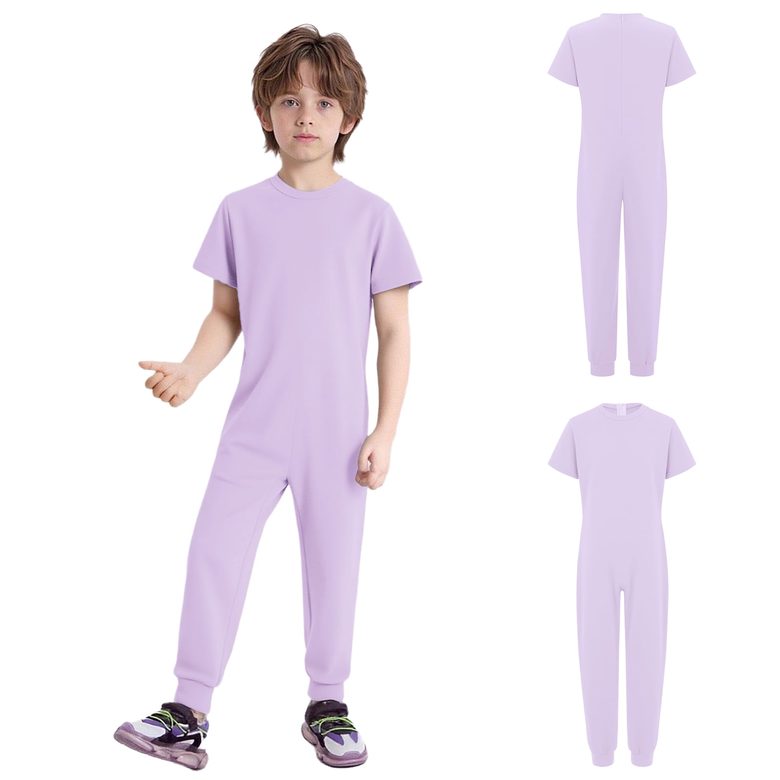 iiniim Boys Special Needs Bodysuit Full Length Jumpsuit One-Piece Romper Playsuit Adaptive Clothes Lavender 10