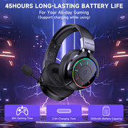 AYEDLOE Wireless Gaming Headset for PS5, Switch, PC, Bluetooth PS5 Headset with Microphone Noise Cancelling, Stereo Sound, 45H+ Battery, Black
