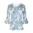 thumbnail image 5 of T-Shirt à Manches Courtes à Col en V à Imprimé Floral pour Femmes Coffee L, 5 of 5