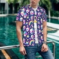 thumbnail image 6 of Zufioo Skull mushroom rainbow space Print Men's Baseball Short Sleeve, Moisture Wicking Button-Down Hip Hop Tee-3X-Large, 6 of 7