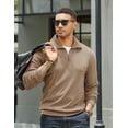 thumbnail image 3 of COOFANDY Men's Quarter Mock Neck Zip Up Pullover Slim Fit Mock Neck Long Sleeve Sweaters Casual Corduroy Polo Comfort Golf Sweatshirts, 3 of 10