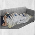 thumbnail image 6 of Vintage Woman Soft Flannel Fleece Throw Blanket, Fashion Sketch of Female with Hat and Blue Eyes Illustration, Cozy Plush for Indoor and Outdoor Use, 50" x 60", Ivory Blue Coral, by Ambesonne, 6 of 6