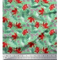 thumbnail image 1 of Soimoi Cotton Poplin Fabric Spruce Leaves & Lily Floral Printed Craft Fabric by The Yard 42 Inch Wide, 1 of 1