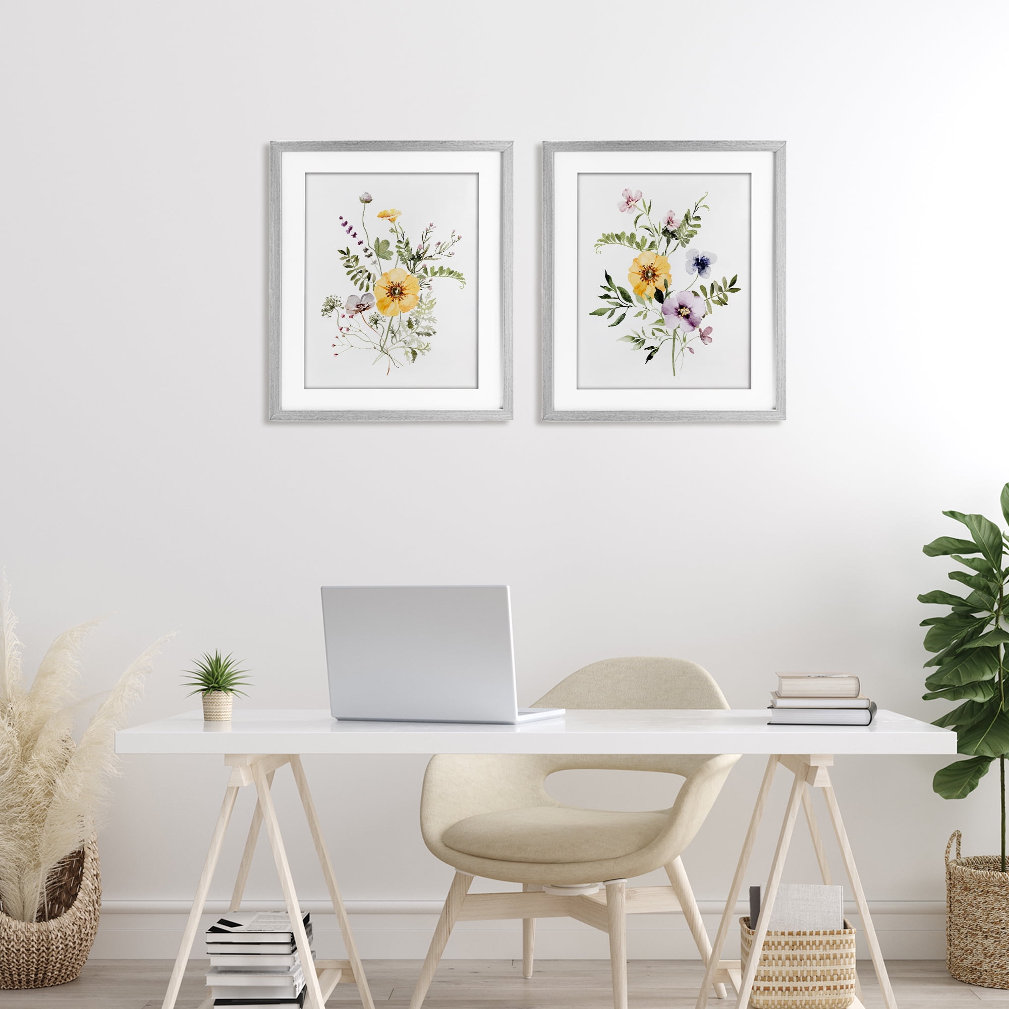 Bundles of Gardening Herbs 2 Piece Gray Framed Print Under Glass Set, design by Lettered and Lined