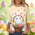 thumbnail image 2 of Camisetas de Pascua para las Mujeres con Estampado, Manga Redonda de Tres Cuartos de Cuello Suelto Suéter para la Primavera de Uso Diario Casual, 2 of 6