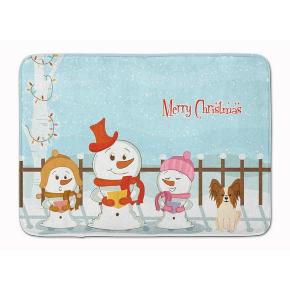Christmas Carolers Papillon Red White Machine Washable Memory Foam Mat