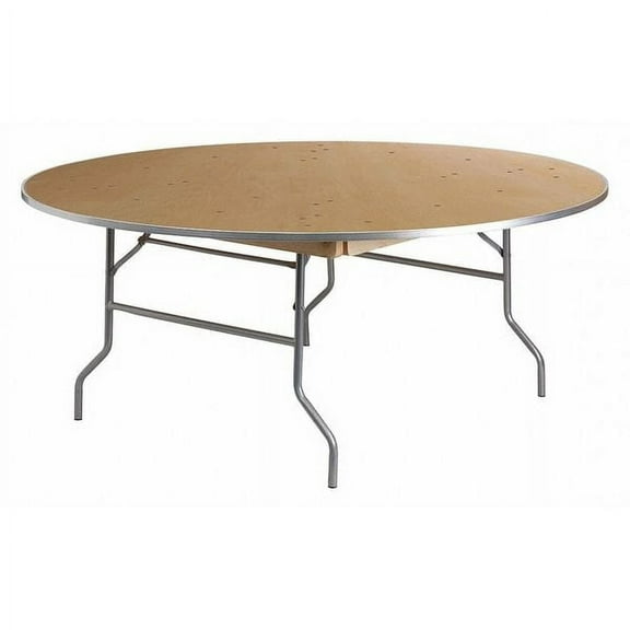 Flash Furniture 6-Foot Round HEAVY DUTY Birchwood Folding Banquet Table with METAL Edges