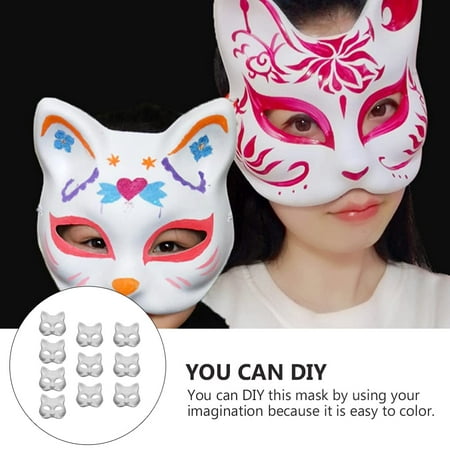 8pcs Diy White Masks Half Cat Paintable Paper For Mardi Gras Cosplay Masquerade Party Canada - Cat Masquerade Mask Diy
