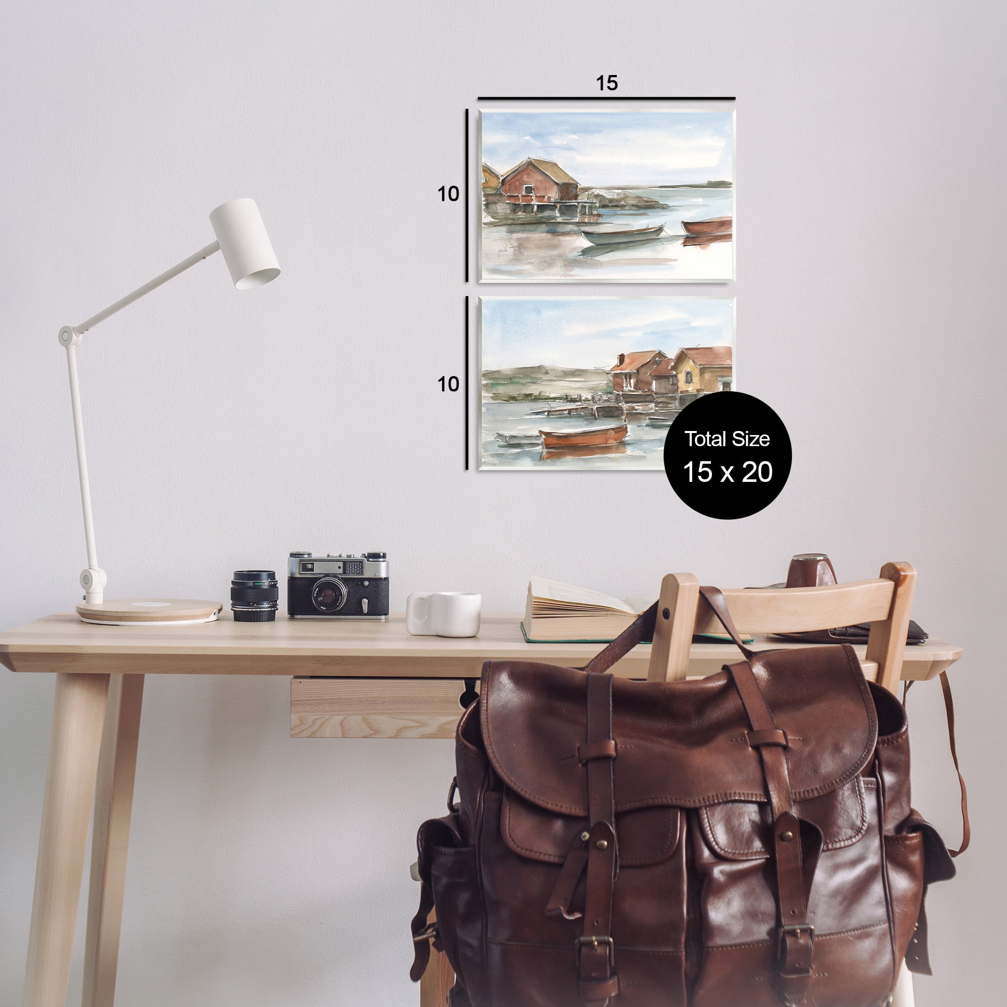 Stupell Industries Coastal Shack Landscape Landscape Painting Unframed Art Print Wall Art, 15 x 10, Set of 2