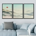 thumbnail image 3 of IDEA4WALL Framed Canvas Print Wall Art Set Pastel Mountain Range Misty Valley Nature Wilderness Modern Art Decorative Landscape Rustic for Living Room, Bedroom, Office - 16"x24"x3 Black, 3 of 5