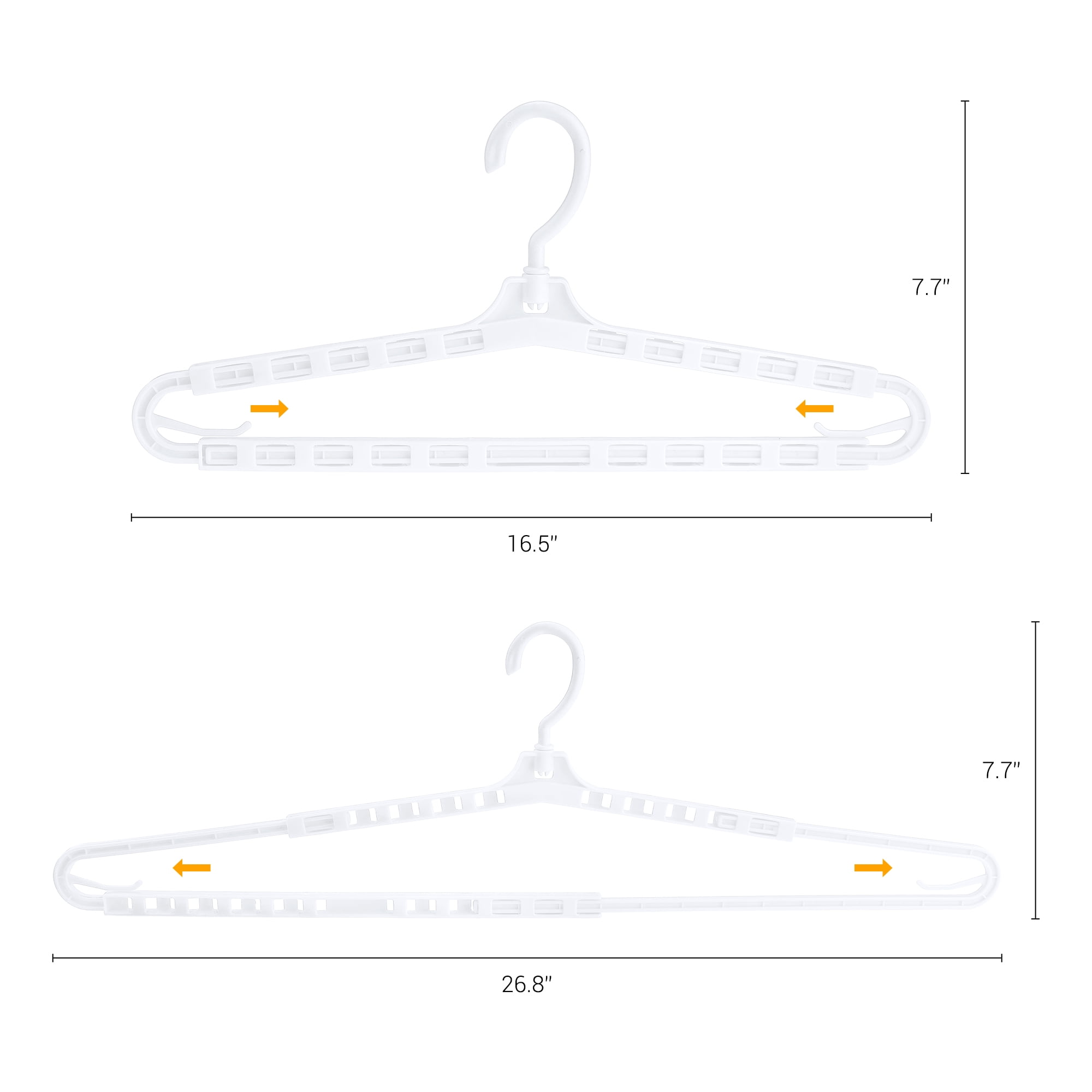 Unique Bargains Extra Large Plastic Adjustable Shoulder Clothes Hangers 10 Pcs White