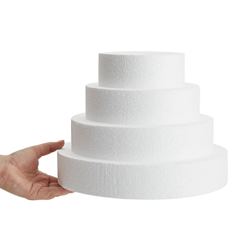 Round Foam Cake Dummy 4 Inch x 6 Inch Circle Dummy Cake Set for Wedding 2  Pack