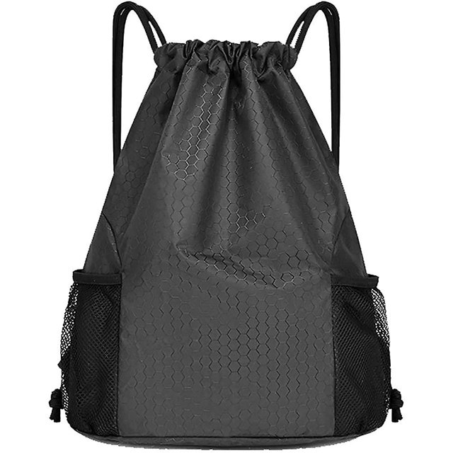 Bolsas con cordón. Bolsa de gimnasio impermeable con cordón de 20 l. Saco de natación negro Pe