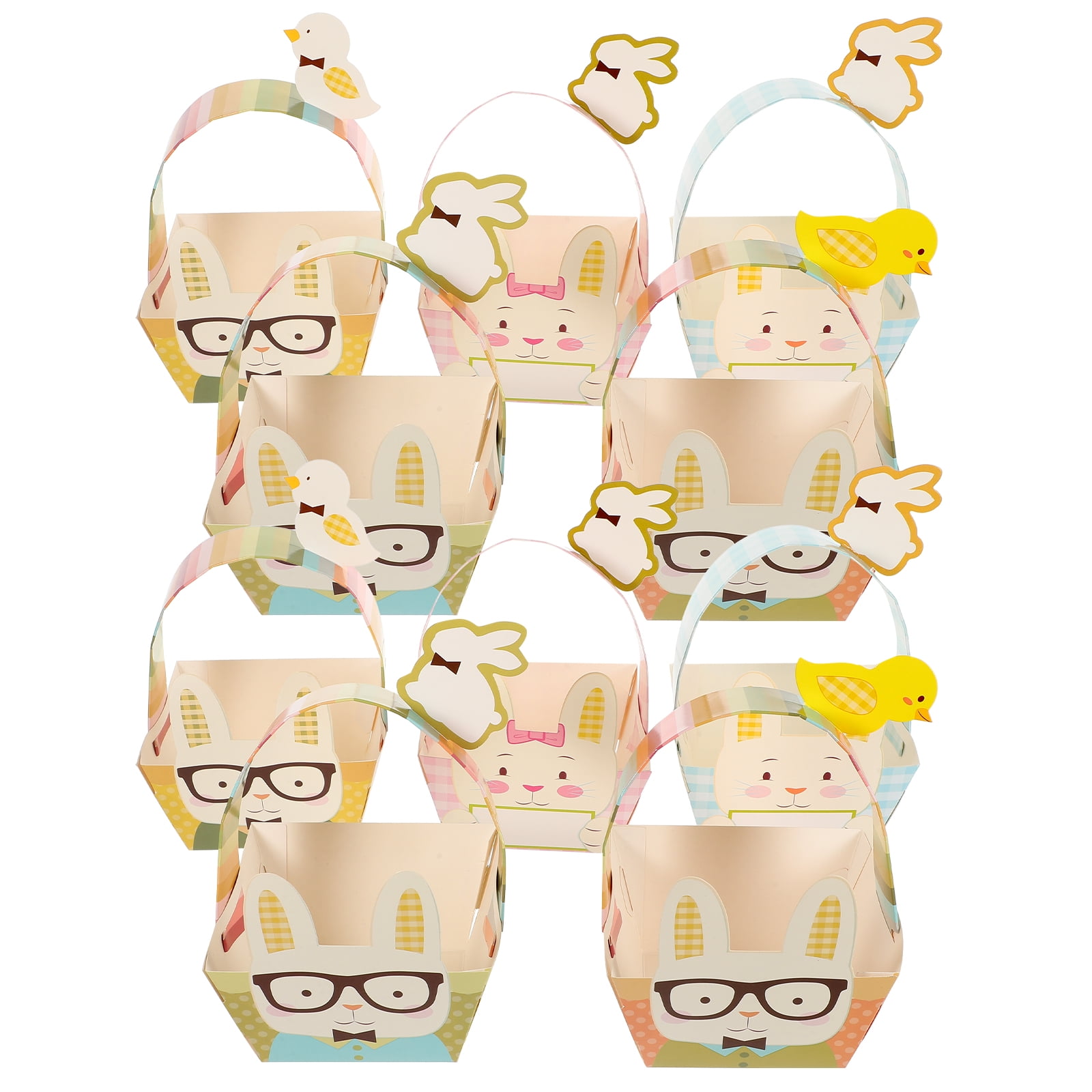 15 Pcs Handheld Paper Basket Easter Wicker Storage Cake Decorations