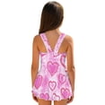 thumbnail image 2 of FOR U DESIGNS Girls' Sleeveless One-Piece Swimsuit Comfortable Tank Bathing Suit Swimwear with Short Bathing Suit for Kids, Heart Tie Dye, 2 of 7