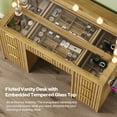 thumbnail image 5 of 47" Makeup Vanity with 42" Lighted Mirror, Wood Dressing Table with Tempered Glass Top, Charging Station, 7 Storage Drawers & Hair Dryer Holder for Bedroom (Natural Oak), 5 of 10