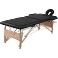 thumbnail image 1 of vidaXL Black Foldable Massage Table 2 Zones with Wooden Frame, 1 of 5
