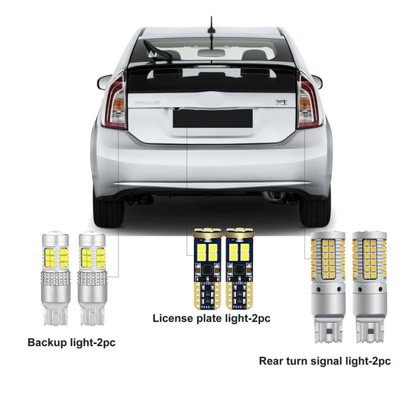 6PC Car LED Bulbs For Toyota Prius 2004-2015 LED Car Rear Turn Signal Light  Reverse Light  License Plate Light Bulbs CANBUS
