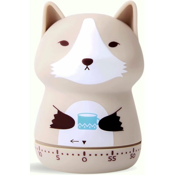 Cute Animal Wind Up 60 Minutes Manual Countdown for Kids, Classroom, Home, Study and Cooking (Orange Fox)