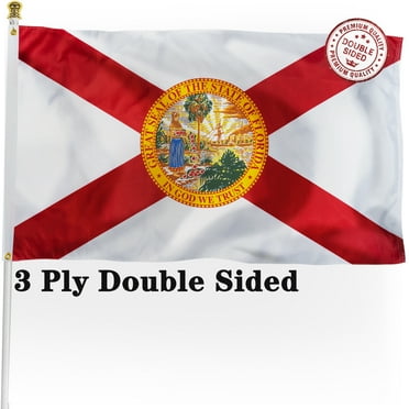 Florida FL State Flag 3x5 ft, 3 Ply Polyester Double Sided Florida Flag with Brass Grommets