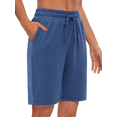 thumbnail image 2 of Rosvigor Womens Athletic Shorts High Waisted Sweat Shorts Loose Women Bermuda Shorts Cotton Long Shorts with Pockets, 2 of 7