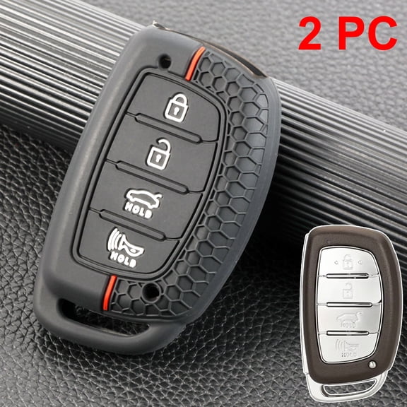 DON'T TOUCH MY KEY 2Pcs 4 Button Car Remote Key Case Cover Shell Protector for Hyundai Santa Fe Sonata