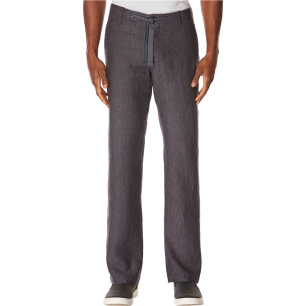 Pantalones casuales de lino Perry Ellis para hombre, gris, 38W x 32L