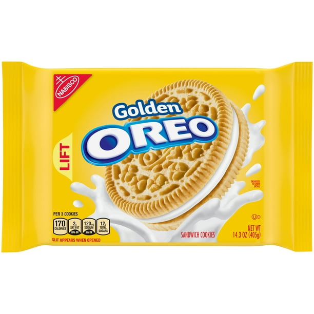 OREO Golden Sandwich Cookies, Vanilla Flavor, 1 Resealable 14.3 oz Pack