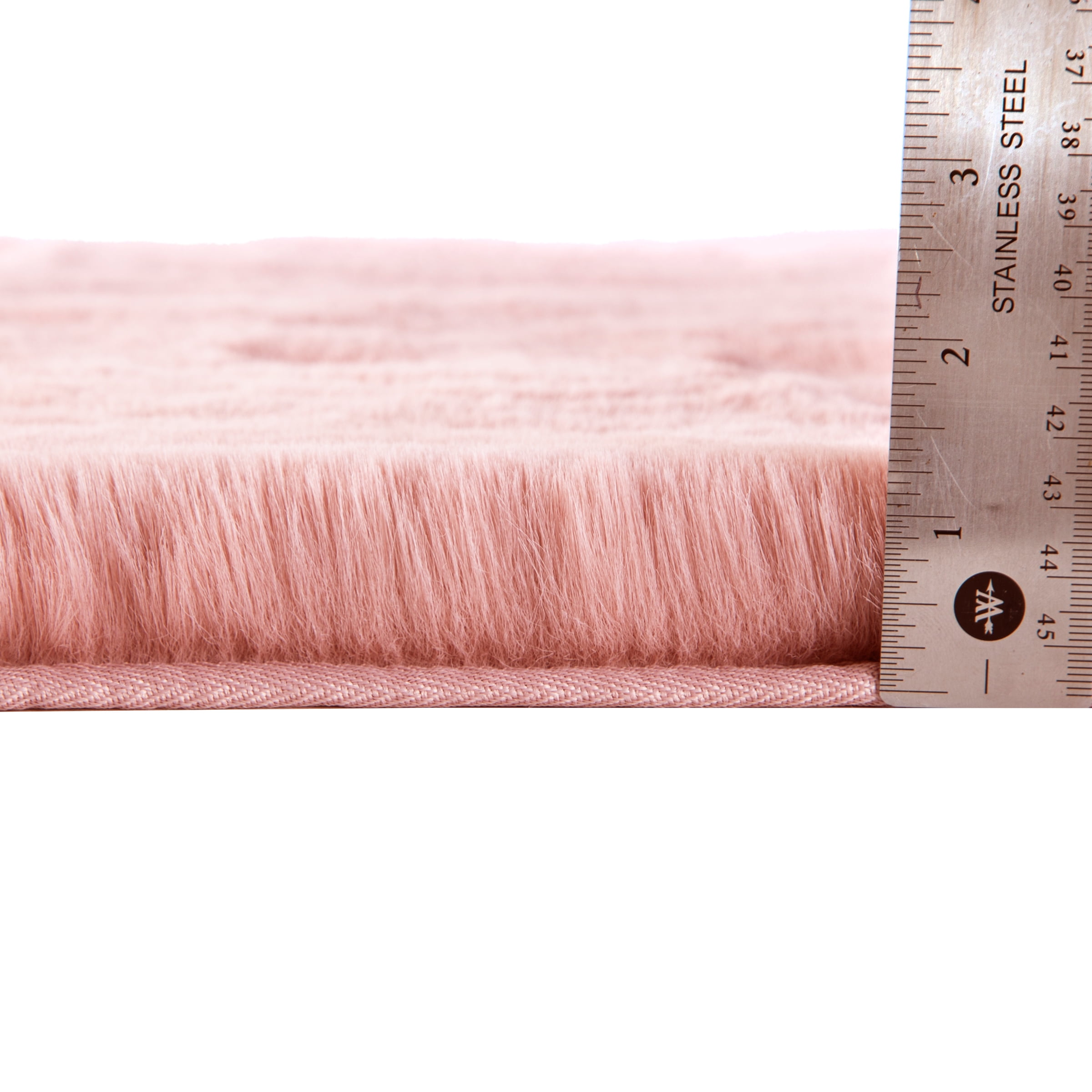 Home-Complete 24x60 Large Faux Fur Bath Mat for Hallway or Kitchen, Machine Washable Nonslip Rug, (Mauve)
