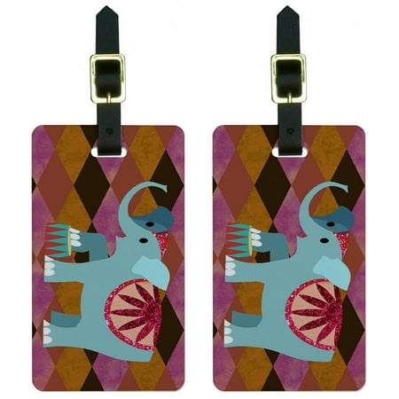 Megaphone Bag Tag - Big Top Circus Elephant Luggage Tags Suitcase Carry-On ID, Set of 2