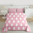thumbnail image 5 of jejeloiu Cartoon Pine Tree Queen Comforter Set,Merry Christmas Bedding Sets,White Pink Bedding Comforter Set For Girl Boys,Microfiber Bedroom Decor Reversible,3-Piece, 5 of 8