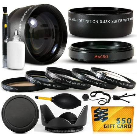 10 Piece Ultimate Lens Package For the Fuji FujiFilm FX10 Includes .43x High Definition II Wide Angle Macro Fisheye Lens + 2.2x HD AF Telephoto Lens + Pro 5 Piece Filter