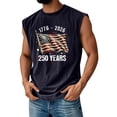 thumbnail image 2 of Men's Crew Neck Muscle Tee with Waving American Flag Graphic and "1776 to 2026" 250 Years Text Surrounded by Stars, Soft Cotton Blend for Daily Wear or Family Gatherings Black L, 2 of 4