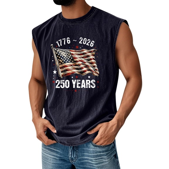 GrmtClth 250th Anniversary Usa Shirt 1776-2026 250th Birthday Tank Tops for Men American Flag Shirt Celebration 4th Of July Shirts Sleeveless Muscle Independence Day Tank Tops Black S